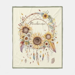 Waterverf Boho Dreamcatcher gepersonaliseerde naam Fleece Deken