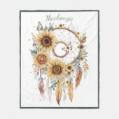 Waterverf Boho Dreamcatcher gepersonaliseerde naam Fleece Deken (Voorkant)