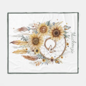 Waterverf Boho Dreamcatcher gepersonaliseerde naam Fleece Deken (Voorkant (Horizontaal))