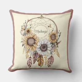 Waterverf Boho Dreamcatcher gepersonaliseerde naam Kussen