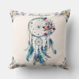 Waterverf Boho Dreamcatcher gepersonaliseerde naam Kussen