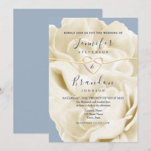 Waterverf Boho Dusty Blue Wedding Uitnodiging (Voorkant / Achterkant)