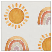 Waterverf Boho Earthy Rainbow en Sun  Stof (Close Up)