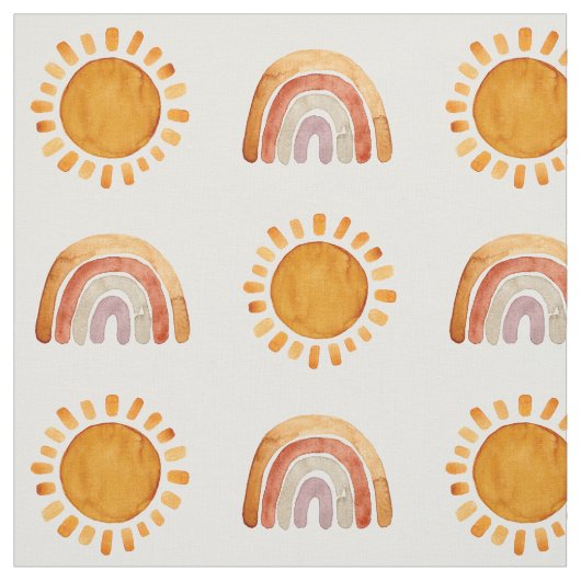 Waterverf Boho Earthy Rainbow en Sun  Stof (Swatch)