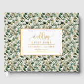 Waterverf boho eucalyptus gouden bruiloft gastenbo gastenboek (Voorkant)