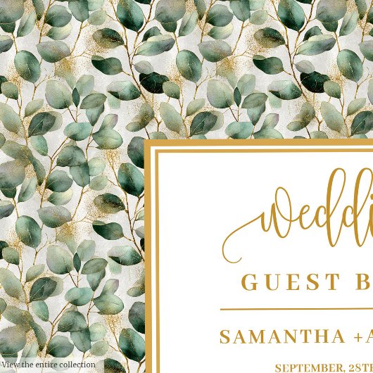 Waterverf boho eucalyptus gouden bruiloft gastenbo gastenboek