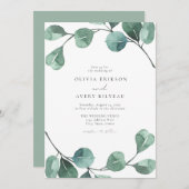 Waterverf Boho Eucalyptus Greenery Wedding Kaart (Voorkant / Achterkant)