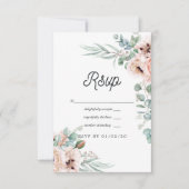 Waterverf Boho Eucalyptus Poppy Wedding RSVP Kaartje (Voorkant)