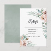 Waterverf Boho Eucalyptus Poppy Wedding RSVP Kaartje (Voorkant / Achterkant)