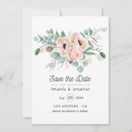 Waterverf Boho Eucalyptus Poppy Wedding Save The Date
