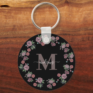 Waterverf Boho Feather en Floral Wreatfoto Sleutelhanger