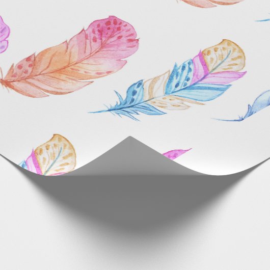 Waterverf Boho Feather Print 3 Cadeaupapier (Hoek)