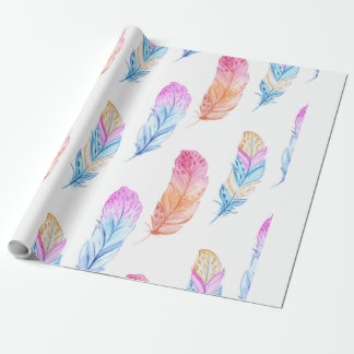 Waterverf Boho Feather Print 3 Cadeaupapier
