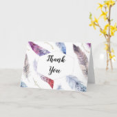 Waterverf Boho Feathers - Aangepaste bedankt kaart (Gele Bloem)