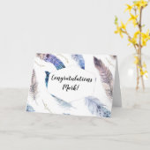 Waterverf Boho Feathers - Gefeliciteerd Kaart (Gele Bloem)