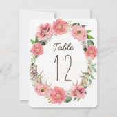 Waterverf Boho Feathers Tabelnummerkaarten Kaart (Voorkant)