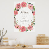 Waterverf Boho Feathers Welkomstteken (24x36) Poster (Keuken)