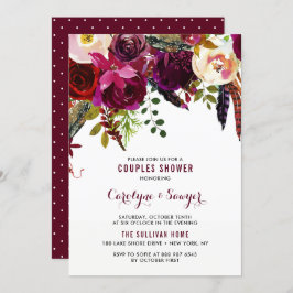 Waterverf Boho Floral Autumn Couples Shower Kaart