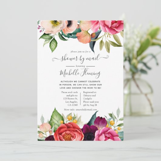 Waterverf Boho Floral Baby shower per post Kaart (Staand voorkant)