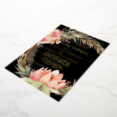 Waterverf Boho Floral Black Pampas Gold Folie Uitnodiging (Gedraaid)