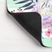 Waterverf Boho floral, bladeren, strepen handverf Muismat (Hoek)