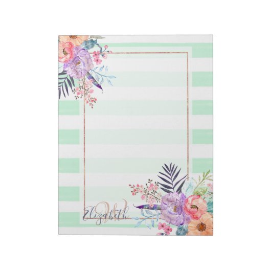 Waterverf Boho floral, bladeren, strepen handverf Notitieblok (Linkerzijde)