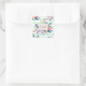 Waterverf Boho floral, bladeren, strepen handverf Vierkante Sticker (Tas)