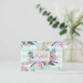 Waterverf Boho floral, bladeren, strepen handverf Visitekaartje (Staand voorkant)