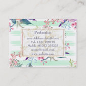 Waterverf Boho floral, bladeren, strepen handverf Visitekaartje (Achterkant)