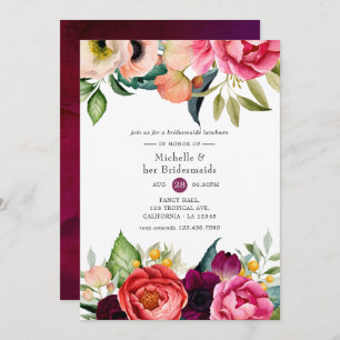 Waterverf Boho Floral Bridesmaids Luncheon Kaart