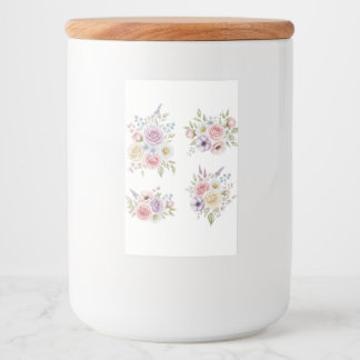 Waterverf Boho Floral Clipart PNG Pack – Pastel Voedselcontainer Etiket