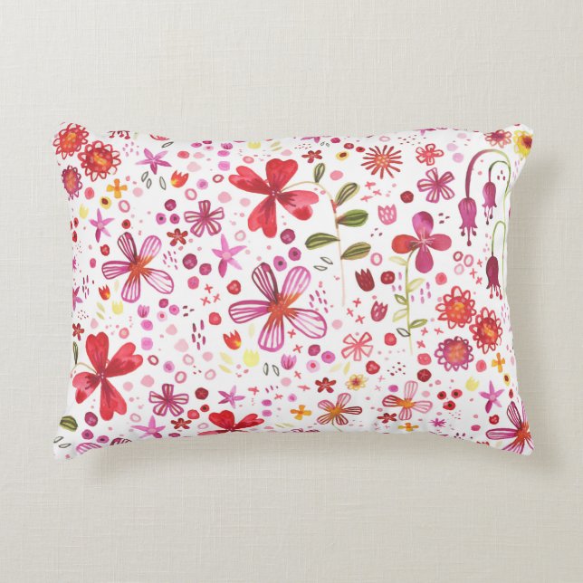 Waterverf Boho Floral Colorful Accent Kussen (Voorkant)