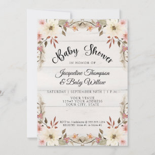 Waterverf BOHO Floral Cottage Baby Girl Shower Kaart