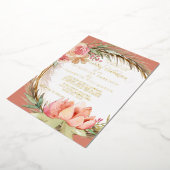 Waterverf Boho Floral Dusty Pampas Gold Folie Uitnodiging (Gedraaid)