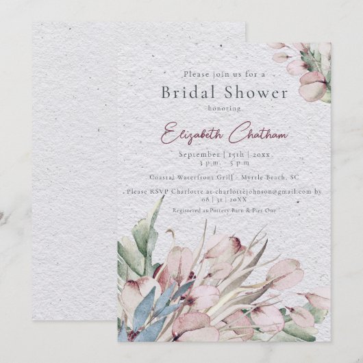 Waterverf Boho Floral en Botanisch Vrijgezellenfee Kaart (Voorkant / Achterkant)