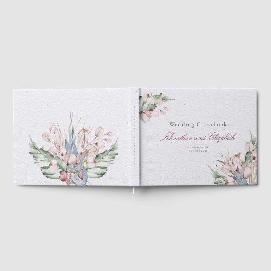 Waterverf Boho Floral en botanische bruiloft Gastenboek (Volledig)