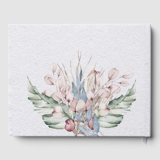 Waterverf Boho Floral en botanische bruiloft Gastenboek (Achterkant)
