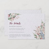 Waterverf Boho Floral en botanische bruiloft Informatiekaartje (Voorkant / Achterkant)