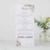 Waterverf Boho Floral en botanische bruiloft Menu (Staand voorkant)