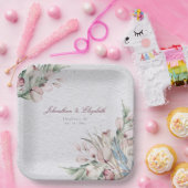 Waterverf Boho Floral en botanische bruiloft Papieren Bordje (Feest)