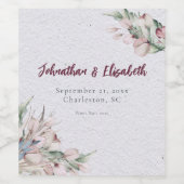 Waterverf Boho Floral en botanische bruiloft Wijn Etiket (Enkel label)