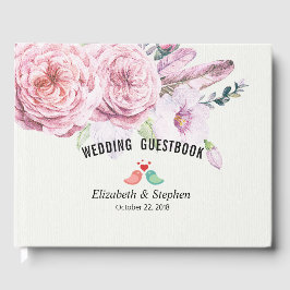 Waterverf Boho Floral Feather Gastenboek