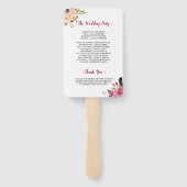 Waterverf Boho Floral Feather Trouwprogramma Handwaaier (Achterkant)