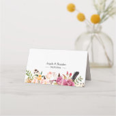 Waterverf Boho Floral Fether Wedding Table Plaatskaartje (Achterkant)