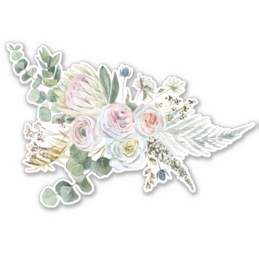Waterverf Boho Floral Flower Bouquet Sticker (Voorkant)