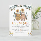 Waterverf Boho Floral Genderpartij Kaart (Staand voorkant)