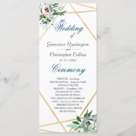 Waterverf Boho Floral Geometric Wedding Ceremony Programmakaart