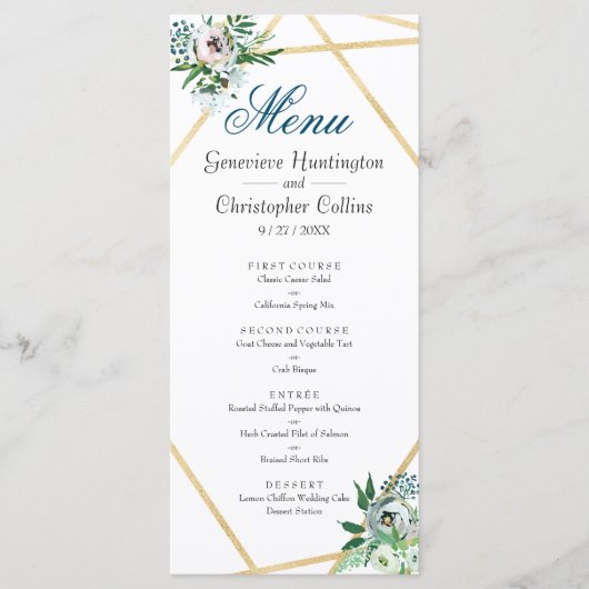 Waterverf Boho Floral Geometric Wedding Menu (Voorkant)