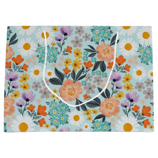 Waterverf Boho Floral Groot Cadeauzakje (Voorkant)