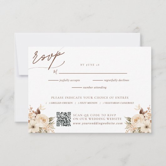 Waterverf Boho Floral Herfstbruiloft RSVP Kaartje (Achterkant)